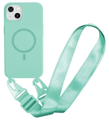 SLWYF Compatible with iPhone 11 Pro Max Wireless Charging, Shockproof Removable Phone Case with Strap Adjustable Neck Cord Necklace Soft Cover for iPhone 11 Pro Max, Mint Green