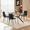WAFTING Essgruppe Esstisch mit 4 Stühlen, 140×80×73cm Esstisch mit Dunkle Holzmaserung, und Gepolsterte Schwarze Esszimmerstühle mit Leinendesign und hoher Rückenlehne, für Esszimmer Küche, Wohnzimmer
