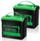 HYSINCERE LiFePO4 Mini batteria al litio da 12 V 100 Ah con LED, 2 pezzi, 100 A, BMS intelligente e max. 15000 cicli, 12 Volt Deep Cycle, batteria ricaricabile da 1280 Wh, per camper, campeggio