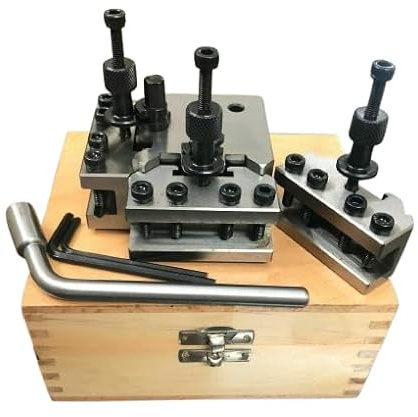 Set di 4 pezzi T37 a cambio rapido Toolpost Mifords ML7 scatola di legno - Amz686