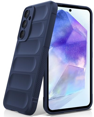 BonYonka Coque Silicone pour Samsung Galaxy A55 5G, Bleu | Dos Ondulé Anti-Choc, Doublure Microfibre Anti-Rayures, Protection Intégrale avec Rebord Surélevé pour Caméra