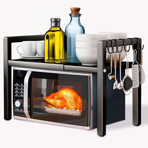 Soporte Microondas Encimera Multifuncional Como Organizador Cocina O Estante Cocina Para Almacenaje Cocina. Estanteria Microondas Extensible Y Compacto Con Organizador Adicional Para Cocina Moderna.