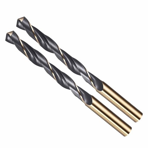 CoCud Drill Bit 11mm Cutting Diameter 4341 HSS for Wood 2-Pieces | Jobber Bits Gold and Black 118° Cutting Angle - (Applications: for Drilling Plastic Wood Soft Metal)