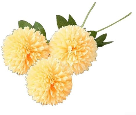 Fleur artificielle en pot - Superbe boule de chrysanthème pour salon et événement - Jaune