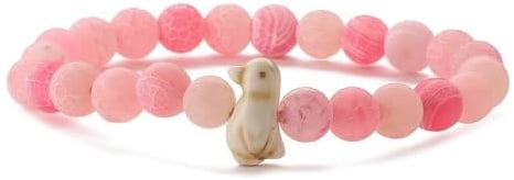 aninu Pinguin-Armband 2.0 mit Tracking-App – Pinguin-Patenschaft als Geschenk, Naturstein-Perlenarmband Freundschaftsarmband Mutter Tochter Kinder Damen Herren, personalisiert