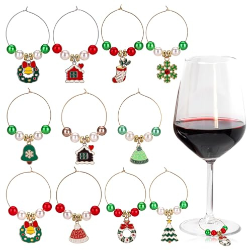 Kesote Segnaposto Natalizio 12 Pezzi, Segna Bicchieri Calici Natalizi Segna Calici da Vino Decorazioni Tavola Natale