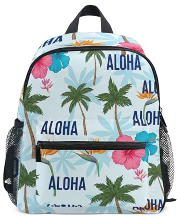 RPLIFE Palmen Kleinkind Jungen Rucksack mit Namensschild, Kinder Schultasche, 3-8 Jahre