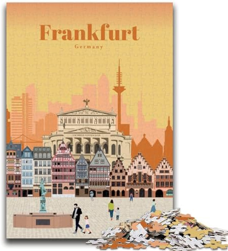 Puzzles für Teenager, 1000 Puzzles, Reise nach Frankfurt, Lernspiel, Herausforderung, Spielzeug, Wanddekoration, einzigartige Geburtstags (Größe 50x75cm)