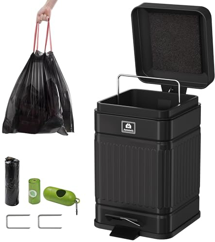 Amoowis Dog Poop Trash Can Outside, Odor Control & Waterproof, 1.3Gal