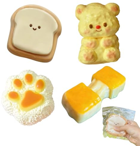 Afufu Mochi Squishy leksaker Kawaii Squishies 4 set, anti-stressleksak för barn 4-12 år, present till födelsedag flickor flickor adventskalender detaljer fester