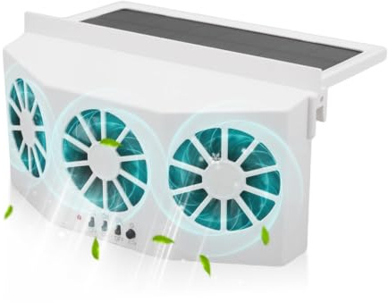 Ventilatore di scarico ad energia solare, dispositivo di raffreddamento per auto grande grandangolo 3 ventole Deodorante Risparmio energetico Ventilazione scarico auto