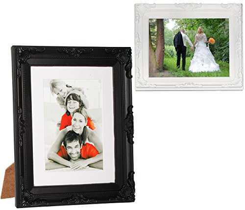 alles-meine.de GmbH 1 Stück Fotorahmen/Bilderrahmen - Nostlagie Ornamente - SCHWARZ oder WEIß - Bilder bis 21 cm * 16 cm - Collage zum Hinstellen - Tischausteller oder zu..
