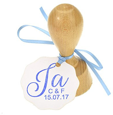 WeddingMania Stempel JA - Personalisiert mit Initialen & Datum - Hochzeit Papeterie