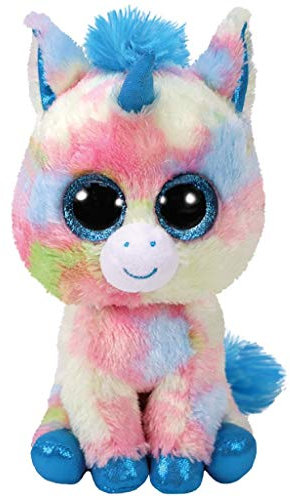 TY 37261 Blitz, Einhorn blau/bunt 24cm, mit Glitzeraugen, Glubschi's, Beanie Boo's, 24 cm
