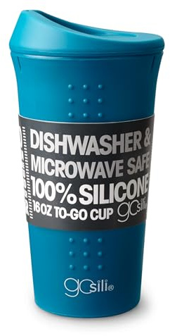 GoSili To Go 100% Silicone 16oz Travel Coffee Cup (Teal)