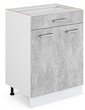 Vicco Meuble Cuisine R-Line, Béton, 60cm avec tiroir, sans PT