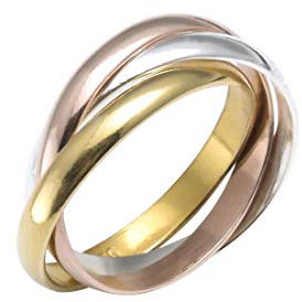 Silverly Rose Yellow Gold Plated Sterling Silver Triple Band Russian Wedding Ring - Women's Polished 925 Silver Ring - Wedding Rings His and Hers - Three Tone Sterling Silver Rings - Men's Gold Rings