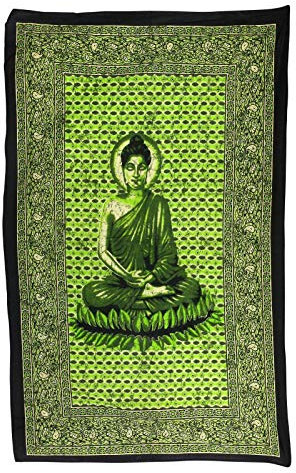 Freak Scene Tagesdecke - Wandtuch - Buddha - grün - 135x210cm