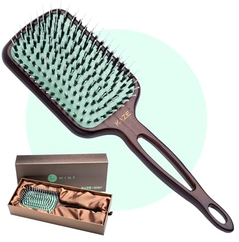 MINT Kaze Eco-Friendly Boar Bristle Paddle Hair Brush for Women