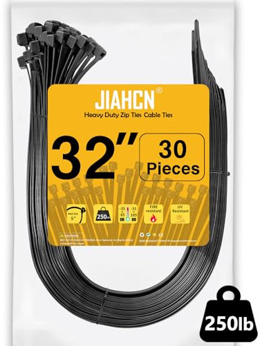 Fascette Plastica Lunghe 800 mm, Fascette Nere Larghe 12,4 mm x 80 cm Fascette Elettricista Fascetta Spesse Robuste Nylon per Gestione Vavi, Recinzioni, Garage 30 Pezzi