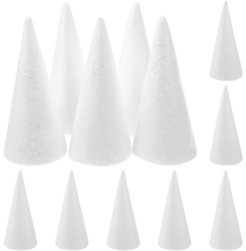 12Pcs 10Cm Schaum Weiß Styropor Handwerk Schaum Weihnachten Baum Schaum für Weihnachten Tafelaufsatz Hochzeit Dekoration