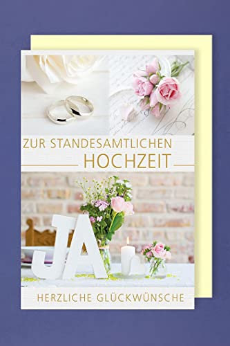 Hochzeit Karte Grußkarte Standesamt Golddruck JA Glückwunsch 16x11cm
