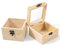 Useekoo Kleine Holzkiste mit Scharnierdeckel, unlackierte Holzkiste mit Glasdeckel, kleine Schmuckschatulle aus Holz als Geschenk, Heimdekoration, Basteln für Männer, 12,2 x 12,1 x 8,1 cm, 2 Stück