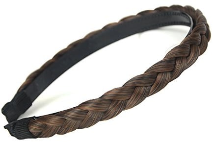 BOBIYA Stirnband, Kunsthaar, geflochtenes Stirnband, geflochten, mit Zähnen, Haarband, Zubehör für Frauen und Mädchen (kupferbraun)
