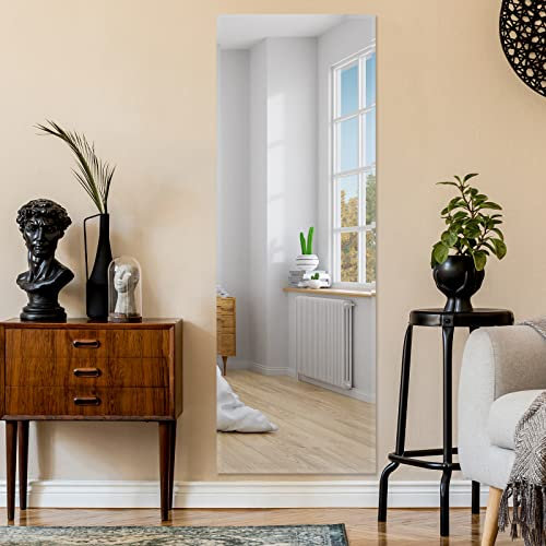 RELAX4LIFE Grand Miroir Mural 110 x 38 CM, Miroir Mural Rectangulaire sans Cadre, Film Antidéflagrant, Miroir Pleine Longueur, Montage Horizontal/Vertical, pour Chambre, Entrée, Salon
