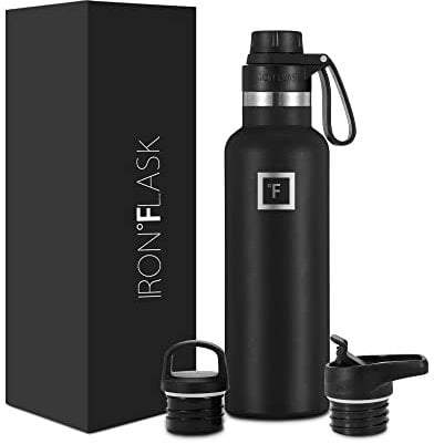 Insulated Water Bottle with Spout Lid Narrow - 590ml (3 Lids) - Cold 24hrs & Hot 12hrs Drinks - Double-Walled Stainless Steel Metal Leakproof Travel Sports Gym Camping & Hiking Hydration Flask