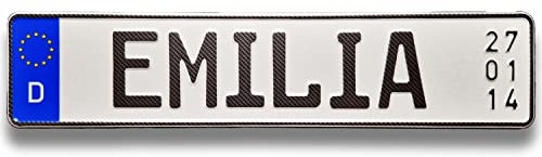 1 Geburtstagsschild | Namensschild individuell angefertigt mit Namen im Nummernschild mit Carbon Optik