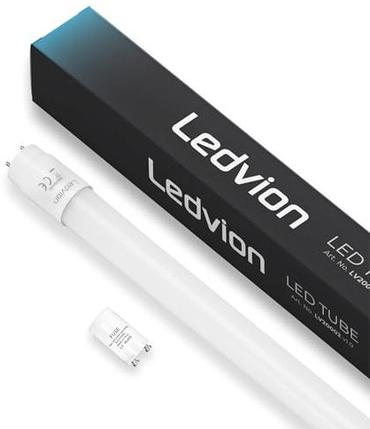 Ledvion - 10X LED-Röhre, 60CM, 7W, Neon, 6500K, 1120 Lumen, Kaltweiß, Decken- und gleichmäßiges Licht