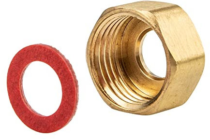 tecuro Überwurfmutter für Standventil - Rp 1/2 Zoll x Ø 10 mm Rohr, Messing blank