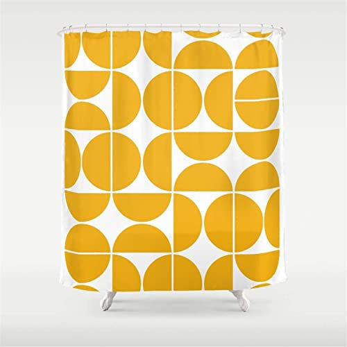 Retro Duschvorhang Gelb Geometrisch Modern Geometrisch Stoff Badezimmer Dekor Wasserdichter Duschvorhang 180X180cm