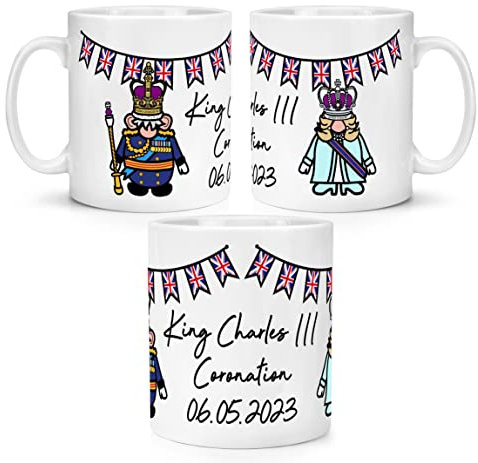 Gonks King Charles III & Camilla 10oz Tasse Mug Du Roi Couronnement Commémorative Cadeau Ses majesty 6th May 2023