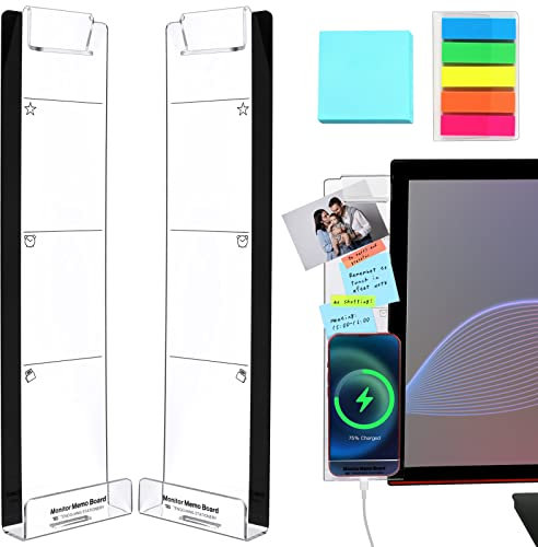 WINKIO Monitor Memo Board, 2-Pack Acrylic Computer Screen Sticky Note Holder with Sticky Notes