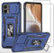 ESONG Cover per Motorola Edge 30 Neo,Custodia Protettiva di Grado Militare e con Scorrevole Fotocamera Proteggi/ 2 Pezzi Pellicola Vetro Temperato/360° Magnetica Anello Supporto-Blu