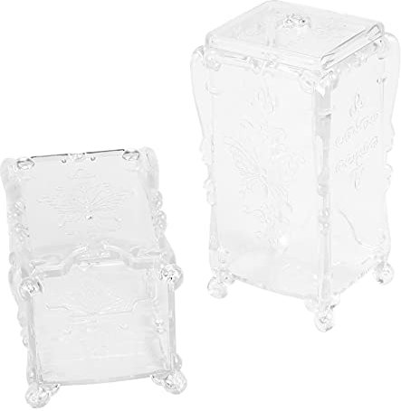Gsrimgratoe 2Pcs Makeup Cotton Pad Organizer Butterfly Fancy Storage Box for Nail Art Wipe Cotton Makeup Tools, Transparent White