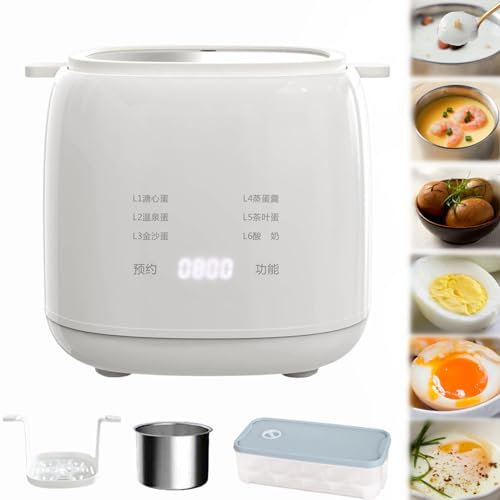 2024 New Rapid Egg Cooker, Fully Automatic Smart Electric Boiler Machine for Steamed, Hard Boiled, Soft Boiled Eggs and Onsen Tamago (White)