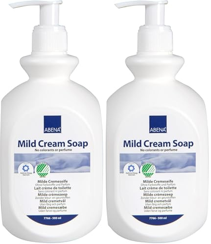 ABENA Mild Cream Soap, Colourant and Fragrance Free - 500 ml (Pack of 2)