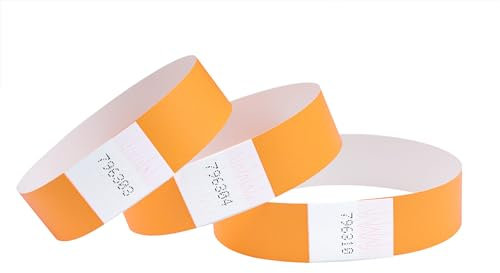 CINTAPUNTO - Einlassbändchen Papier - Eintrittsbänder 100 Stück - Einlassbänder - Festival Armbänder - Party Bändchen Einlass Eintritt - eintrittsbändchen - Bänder Club - wristband - Neon Orange