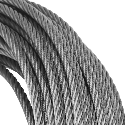 DXDRT 8MM Cable De Acero Inoxidable 316,Cable De Avión De Grado Marino De 7x19 Hilos,Cuerda De Alambre De Acero Para Tirolesa De Patio,Elevadores De Barcos,Barandilla De Cubierta,76M/250FT