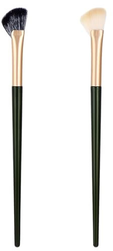 Angled Contour Makeup Brush 2 PCS Half Fan-shape Nose Shadow Brush Nose Contour Brush Easy to Nose Contour Nose Shadow Under Eye Blush Brush Highlighter Tool for Contouring the Nose to Beginners