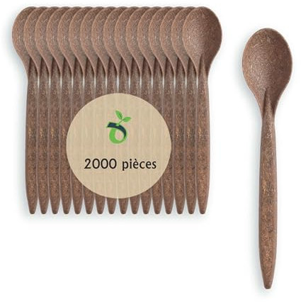 ECOPICNIC Cuillères à Thé Jetables WPC 2000 Pièces Marron Foncé | Cuillères à Thé Écologiques et Durables en Bois et Plastique Composites, Parfaites pour Couverts Jetables Événements, Fêtes