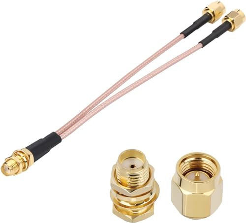 HiAoey 4G LTE Antenna SMA Splitter Cable 4G LTE Antenna Adapter Cable 15cm SMA Female to Dual SMA Male Cable Compatible with 4G LTE Wireless Router SDR Dongle Industrial Router Mobile Modem, 15cm