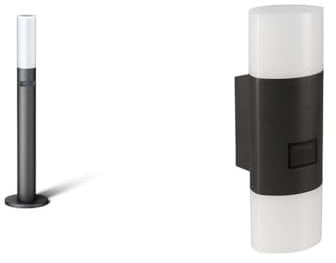 Steinel LED Wegeleuchte GL 65 S Anthrazit, 180° Bewegungsmelder & LED Außenleuchte L 910 S anthrazit, Wandleuchte mit 180° Infrarot Bewegungsmelder