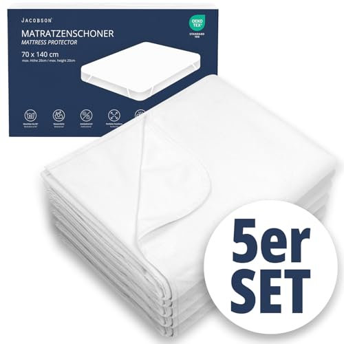 JACOBSON Matratzenschoner 70 x 140 cm - 5er Set - wasserdichte Matratzenauflage - atmungsaktiver Matratzenschutz (70x140cm, 5er Set)