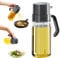 Dispensador de aceite para cocina, botella dispensadora de aceite de oliva 2 en 1 para cocina, botella de aceite de vidrio de 550 ml, pulverizador de aceite de grado alimenticio para freidora de aire,
