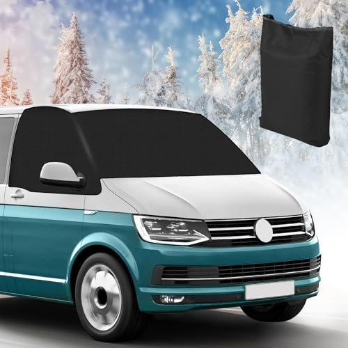 comeder Frontscheibenabdeckung für VW Transporter T5, Auto Windschutzscheiben Abdeckung für VW T5, 600D Oxford Wasserdicht Frontscheibe Sonnenschutz Anti Frost Ice Staub Wrap Cover (600D-VW T5)