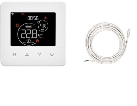 Oceanlend Termostato Inteligente WiFi, Programable para Calefacción por Suelo Radiante, con Sonda de Inducción, Control Remoto y de Voz, Ahorro de Energía, Pantalla Visual